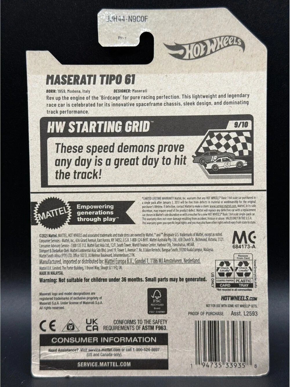Hot Wheels Maserati Tipo 61 White HW Starting Grid New For 2026 123/250
